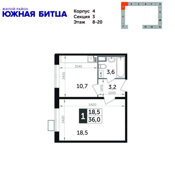 1 комната до 36