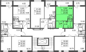 1-комнатная квартира 24,68 м²