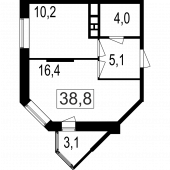 2-комнатная квартира 35,7 м²