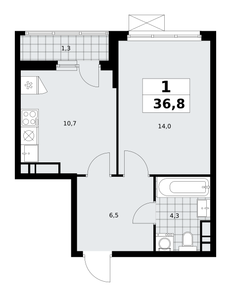 1 комната до 36.8