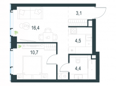 2-комнатная квартира 39,1 м²