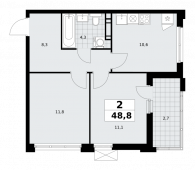 2-комнатная квартира 48,8 м²