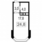 1-комнатная квартира 24,8 м²