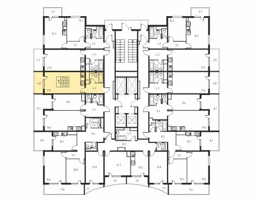 1-комнатная, квартира, 29.6 м²