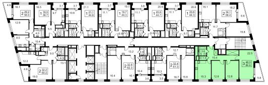 3-комнатная квартира 87,3 м²