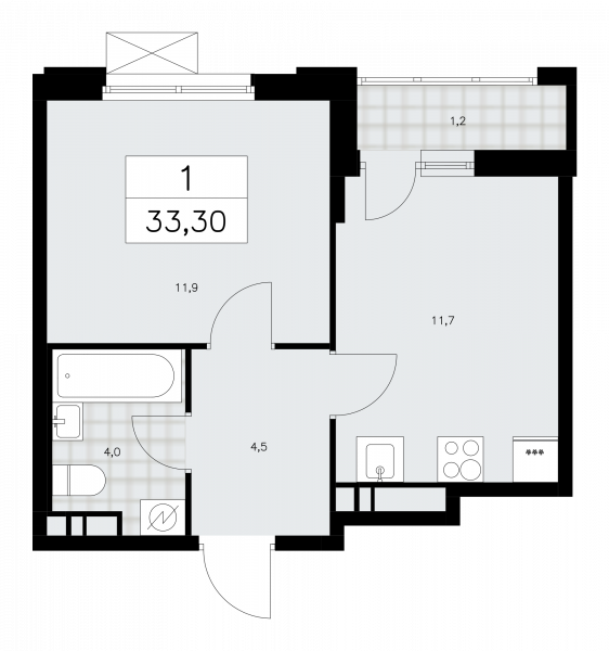 1 комната до 33.3