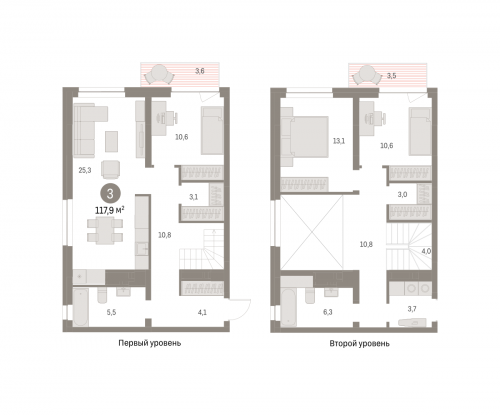 3-комнатная, 117.89 м²