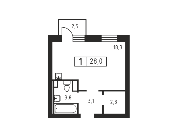 1 комната до 28