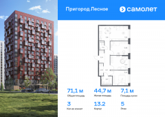 3-комнатная квартира 71,07 м²