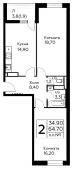 2-комнатная квартира 64,7 м²