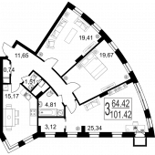 3-комнатная квартира 101,42 м²