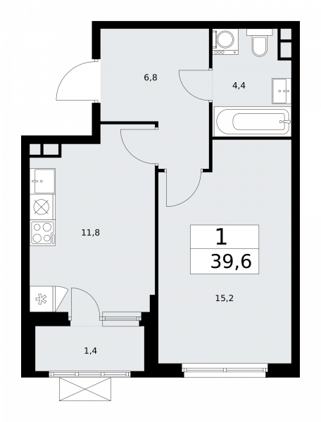 1 комната до 39.6