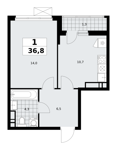 1 комната до 36.8