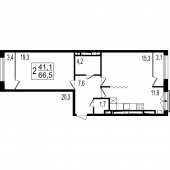 2-комнатная квартира 69,8 м²