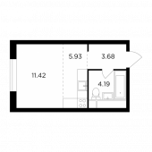 1-комнатная квартира 25,22 м²