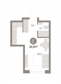 1-комнатная квартира 24,92 м²