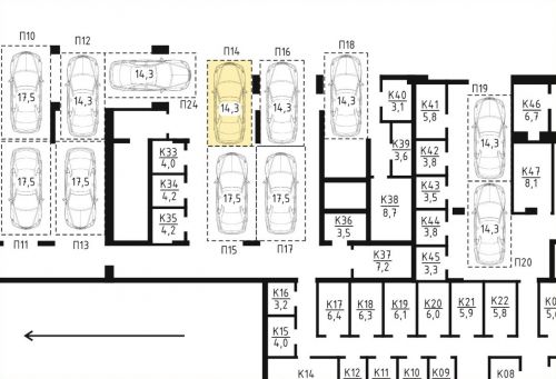 Машиноместа, 14.3 м²