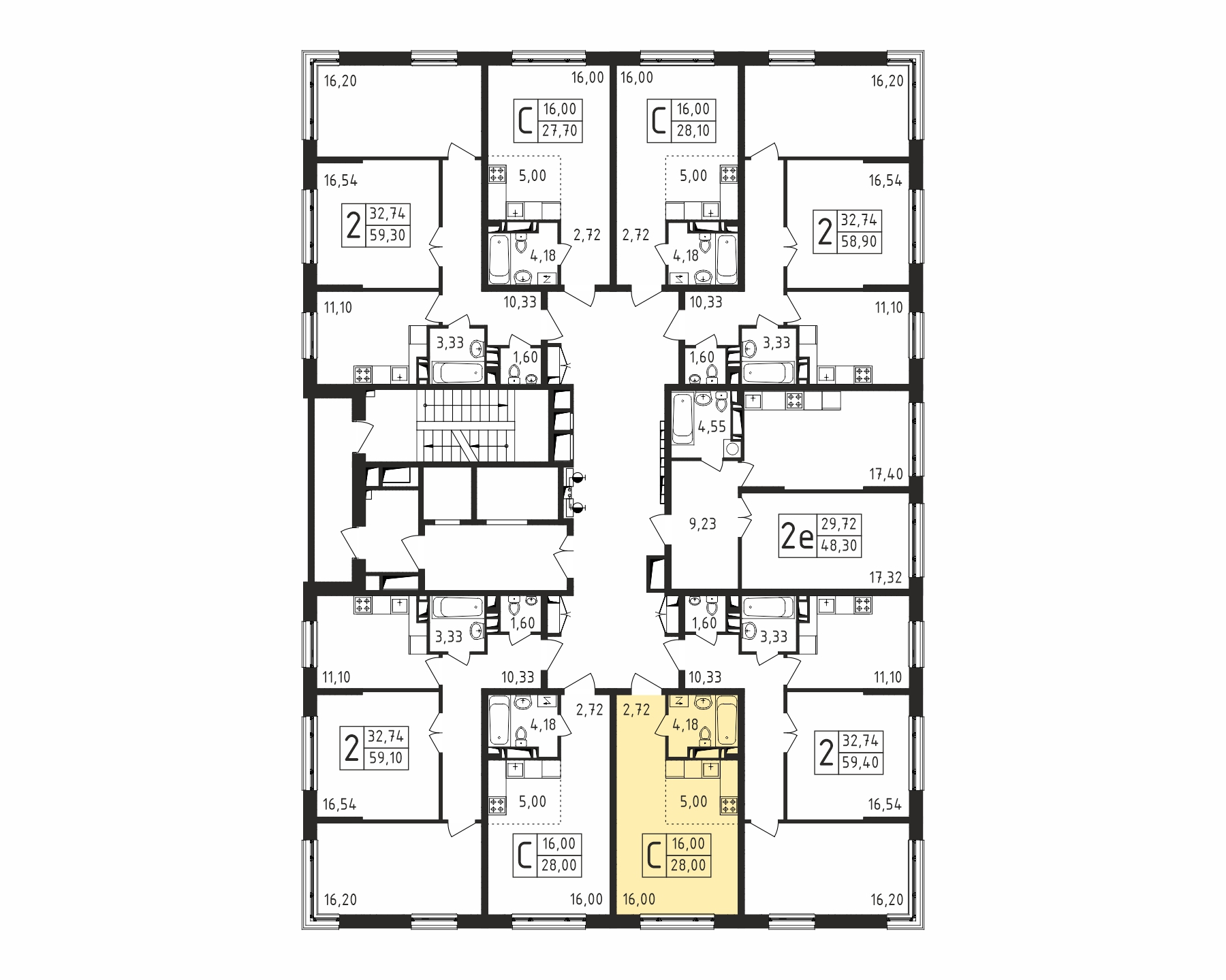 Квартира-студия №430, 28,0 м² за 5,21 млн руб. в ЖК «Серебро» - планировка