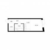 1-комнатная квартира 27,45 м²