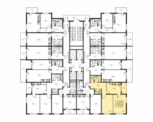 2-комнатная, квартира, 56 м²