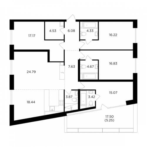 Многокомнатная, 148.3 м²