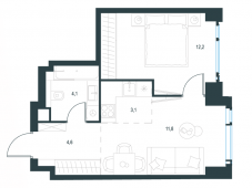 2-комнатная квартира 35,8 м²