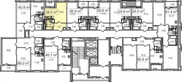 1-комнатная квартира 26,5 м²