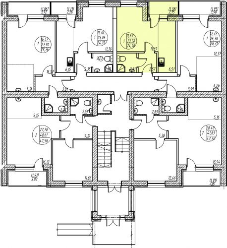 1-комнатная, квартира, 23.7 м²