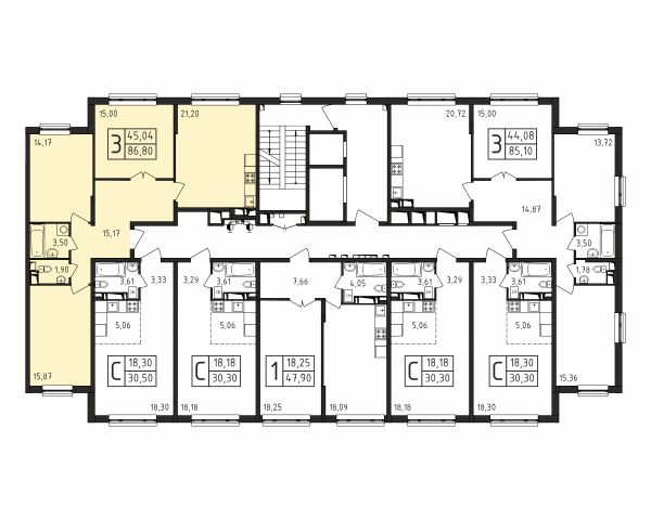 3 комнаты до 86.8