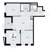 3-комнатная квартира 65,2 м²