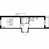 1-комнатная квартира 49.41 м²