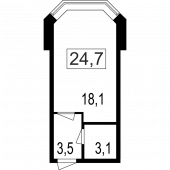 1-комнатная квартира 24,7 м²