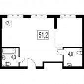 2-комнатная квартира 51,2 м²