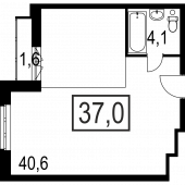 1-комнатная квартира 37 м²