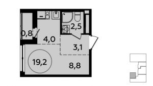 1-комнатная квартира 19,2 м²