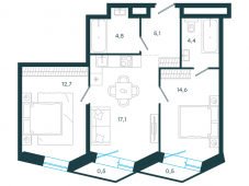 3-комнатная квартира 59,7 м²