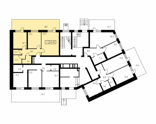 2-комнатная, квартира, 66.8 м²