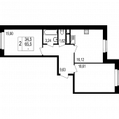 2-комнатная квартира 65,5 м²