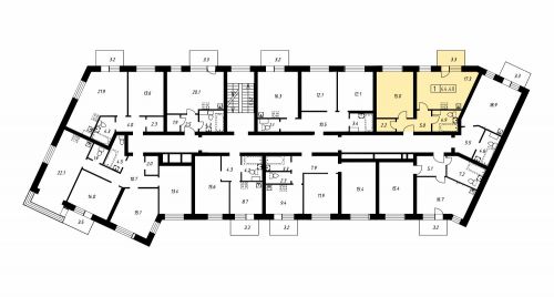 1-комнатная, квартира, 44.4 м²