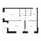 2-комнатная квартира 62,35 м²