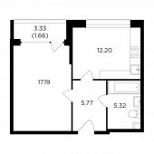 1-комнатная квартира 42,14 м²