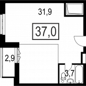 1-комнатная квартира 37 м²