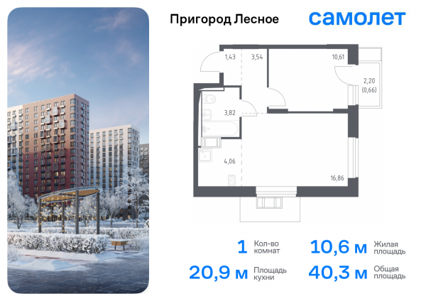 1 комната до 40.3