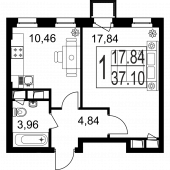 1-комнатная квартира 37,1 м²