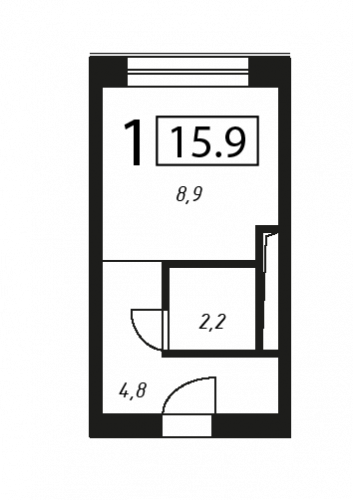 Студия, 15.9 м²