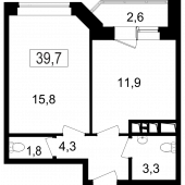 2-комнатная квартира 37,1 м²