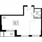 2-комнатная квартира 52,1 м²