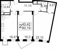 2-комнатная квартира 81,3 м²