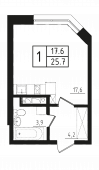 1-комнатная квартира 26,5 м²