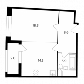 1-комнатная квартира 47,3 м²